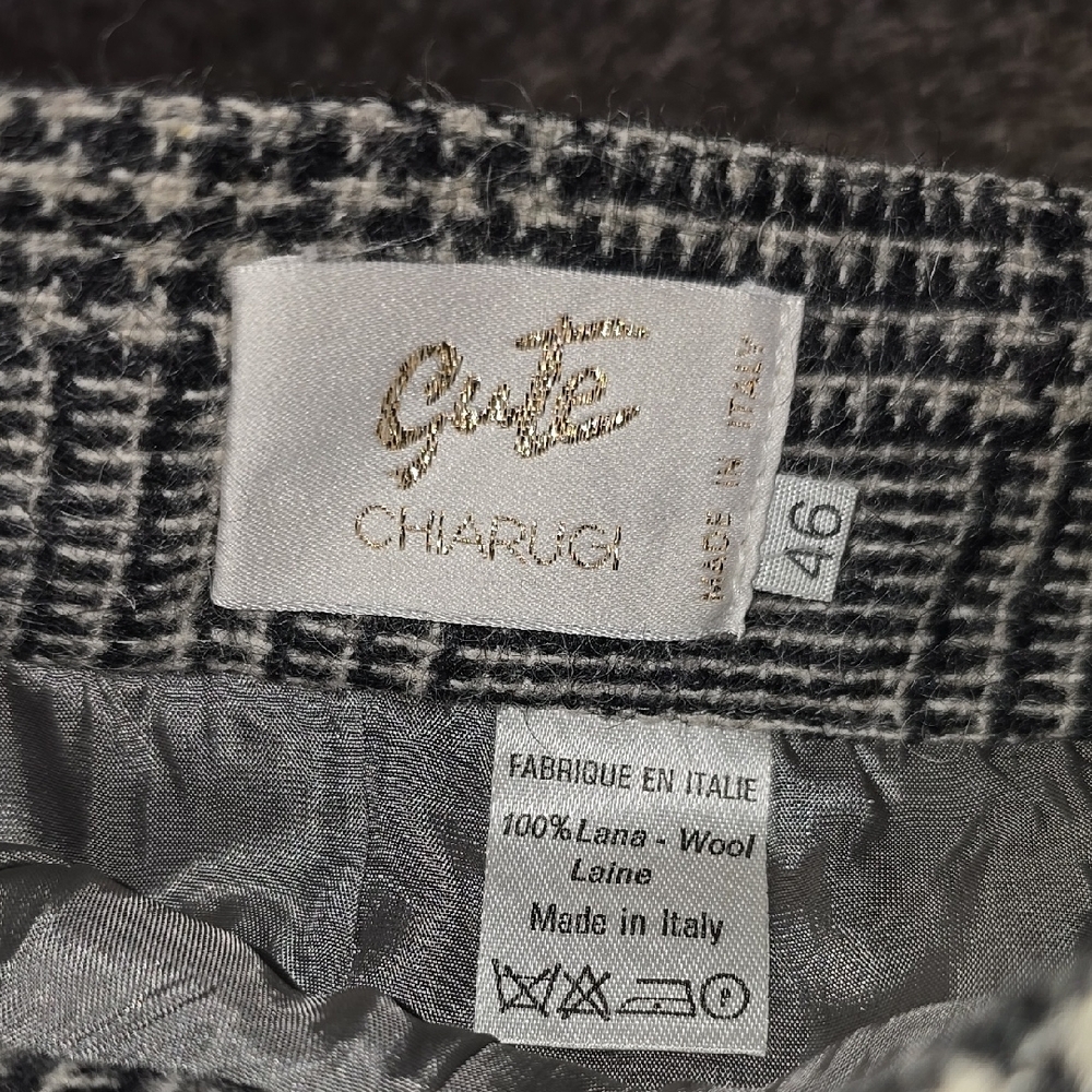 Vintage Black and Cream Knee-Length Pleated Pencil Skirt Made In Italy - Picture 2 of 7